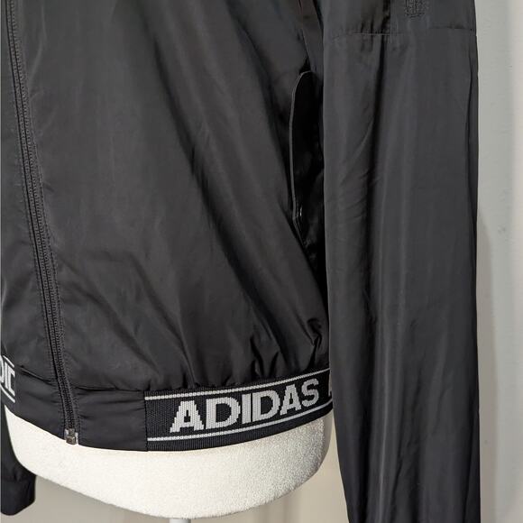Adidas Sport ID Black Plush Lined Full Zip Bomber Jacket Juniors Size Medium - Picture 3 of 10